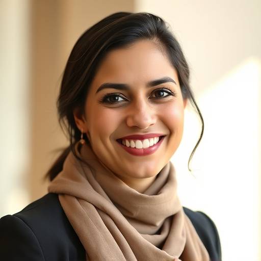 Portret van een tevreden cursist, Fatima El Ahmadi, die de Executive Interview Training heeft gevolgd.